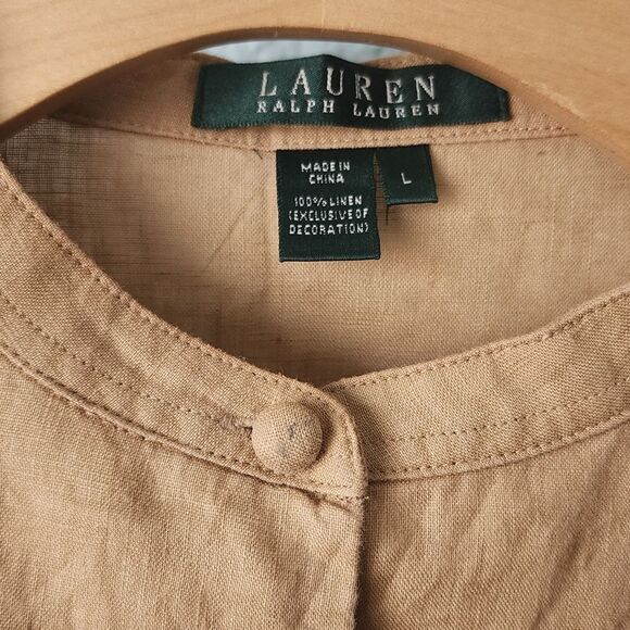 Ralph Lauren blouse linen eyelet  long sleeve bohemian peaseant cottagecore - Picture 6 of 10